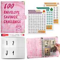 Nuevo estilo 100 días dinero ahorro de presupuesto desafío Carpeta de presupuesto billetera A5 Cuadernos de cuero PU Promoción de ventas