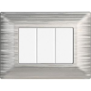 Interruptores de Pared Gloca de 3 Vías, Panel Táctil de Plástico Plateado Satinado, Diseño Moderno, Juego de 3 Piezas - Product Image 4