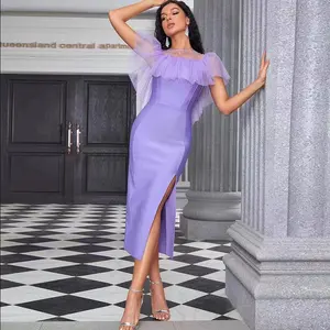 NOCANCE B3294 new 2023 products Lavender Purple satin dress side slit prom dresses for evening party banquet feast cocktail ball