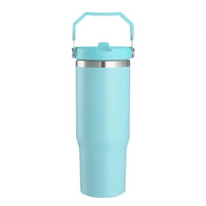 Bouteille d'eau isotherme en acier inoxydable 304 de 30 oz avec paille rabattable, finition mate, pour sublimation et impression par transfert thermique, idéale pour l'extérieur - Product Image 2
