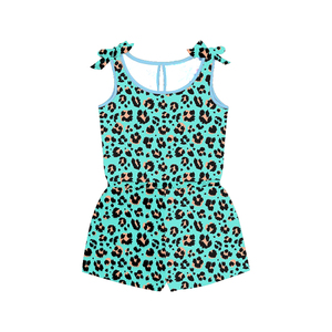 Romper Azul con Estampado de Leopardo para Niñas, con Tirantes Ajustables, Nuevo Romper de Verano para Bebés - Product Image 2