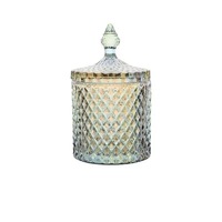 Vente en gros sucrier en cristal de luxe pot à bonbons en verre transparent avec bouchon en verre pour la fabrication de bougies et la décoration de mariage