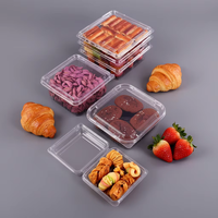 Boîtes d'emballage personnalisées de haute qualité en plastique transparent à charnières pour biscuits, pain, desserts, gâteaux, pâtisseries, à emporter, boîte blister