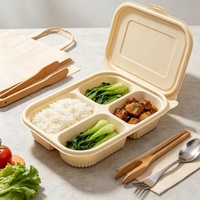 Conteneur alimentaire jetable biodégradable de 750 ml en amidon de maïs, boîte à salade jetable, boîte carrée