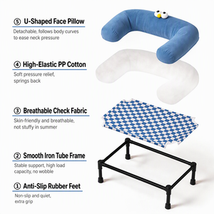 Lit pour animaux de compagnie avec coussin de soutien cervical en forme de U, lit surélevé pour chien pour la protection du cou, petits chiens, chats, intérieur - Product Image 5