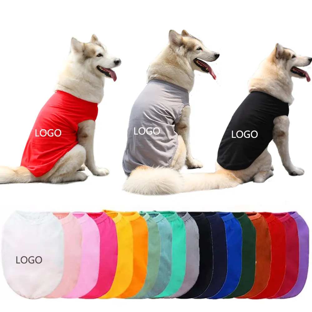 Wholesale Cheap Summer Cotton Plain Color Pet dog Clothes Blank Dog T Shirt for large medium small dog clothes
