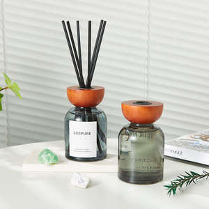 Parfum Reed <span class=keywords><strong>Diffuser</strong></span> Fles 4Oz Lege Grijze Etherische Olie Flessen Glazen Pot Met Zwarte Stokken - Product Image 1