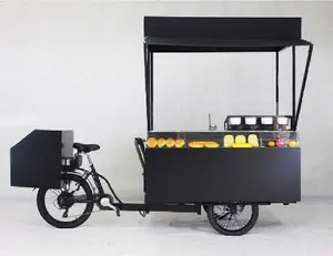 Carrello per alimenti per bici per hot dog mobile a 3 ruote/carrello per bici da caffè da strada per hot dog
