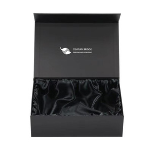 Sang Trọng Từ Màu Đen Satin Chèn Lót Hộp Quà Tặng Hộp Giấy Với Satin Bên Trong Đóng Gói Cao Cấp Bao Bì Giải Pháp - Product Image 1