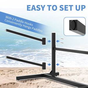 Gemakkelijk te transporteren commerciële meubels voor buitengebruik, compacte, stevige 2-laags gietijzeren kajakstandaard met dekwielen - Product Image 4