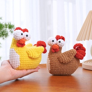 Kaiyue 100% algodón hecho a mano ganchillo pollito ojo abultado pollo relleno Animal peluche adorable gallina juguetes para niños regalo perfecto - Product Image 2