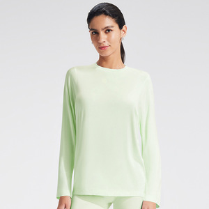 T-<span class=keywords><strong>shirt</strong></span> de sport respirant personnalisé pour <span class=keywords><strong>femme</strong></span>, haute qualité, avec logo frontal, manches longues, en Spandex/Nylon, vente en gros - Product Image 1