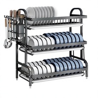 Étagère de rangement pour vaisselle sur pied, étagère de cuisine multi-niveaux, égouttoir à vaisselle, support pour bols et assiettes, organisateur de couverts