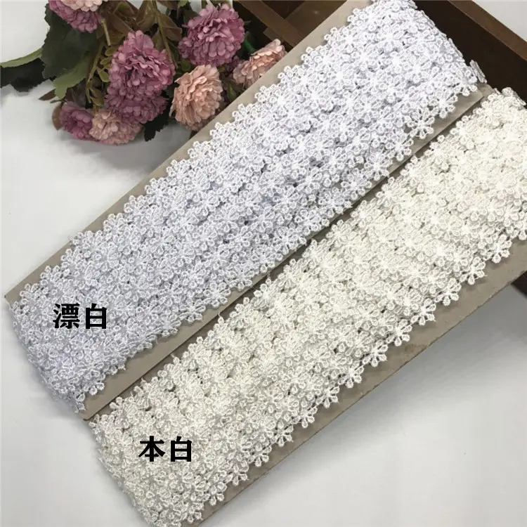 Nuevo producto, adornos de encaje floral blanco, 1,3 cm de ancho, bordado soluble en agua, adornos de encaje para vestidos, accesorios de ropa