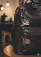 Porte-clés en métal personnalisé USA 250e anniversaire et drapeau de la Liberté plaqué or pour cadeau commémoratif