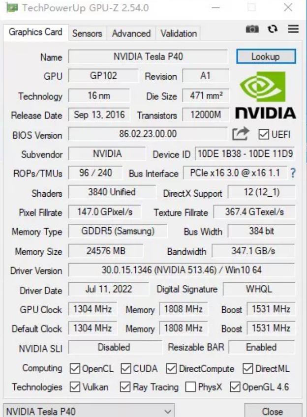 TESLA P40 24GB GPU - High Performance Graphic Card