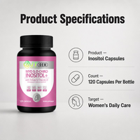 Capsules de Myo-Inositol et D-Chiro-Inositol 2000mg pour l'équilibre hormonal féminin, rapport 40:1, Folate, Vitamine D3, Fabrication GMP