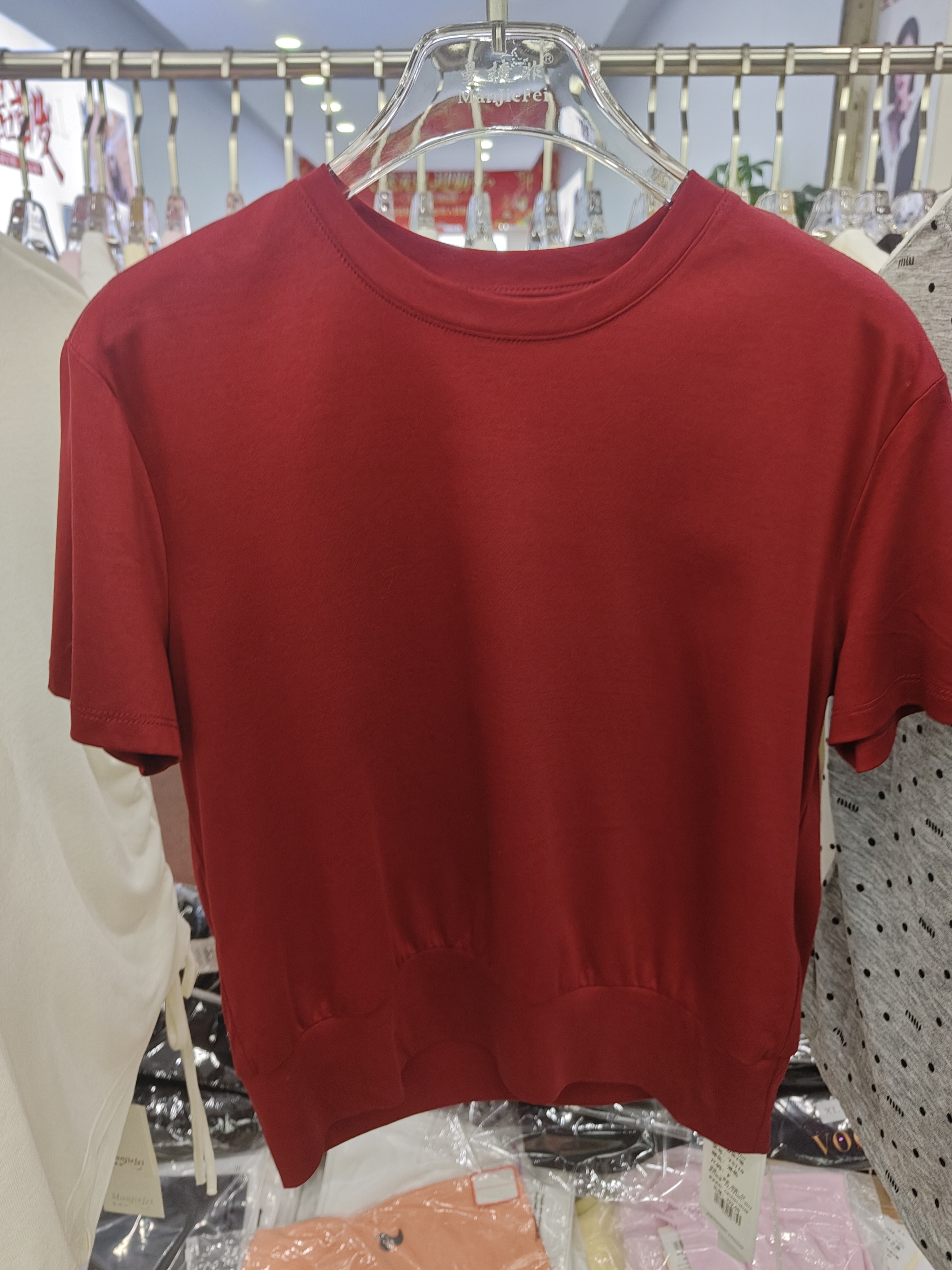 Red Twisted Knot Front Crop T-Shirt Women Cotton Short Sleeve Slim Fit Round Neck Cut Out Summer Tee
