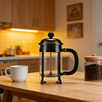 Pembuat Kopi French Press Kaca Borosilikat 350ml dengan Filter Tahan Panas, Cafetiere untuk Kafe