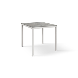 Mesa Fija Vincenzo con Cubierta de Melamina Gris Cemento y Base de Metal para Interiores de Restaurantes - Product Image 1