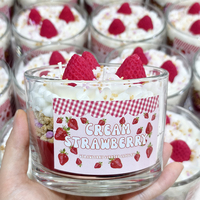 Vela Aromática con Aroma a Postre de Fresa, Vela de Cera de Soja de 3 Mechas con Forma de Galleta para Decoración del Hogar, Recuerdo de Boda, Fiesta, Regalo de Cumpleaños, Boutique