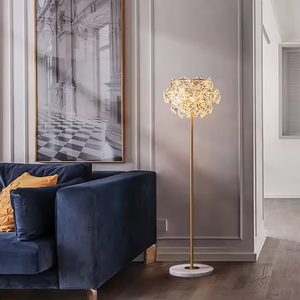 Nouveau Design Nordique Cristal LED Lampadaire Petit Aluminium Acier avec E27 Source Hôtel Chambre De Luxe Salon Décor Abat-Jour En Métal - Product Image 3