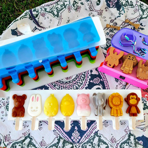 8 tế bào Popsicle kem Silicone khuôn động vật trái cây hình học tự chế trẻ em Băng Lolly khuôn cấp thực phẩm BPA miễn phí bền tự làm - Product Image 6