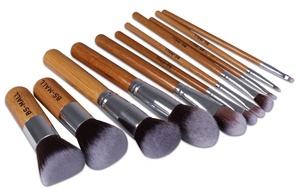 <span class=keywords><strong>Amazon</strong></span> vente Chaude BS-MALL Synthétique Bambou 11 pièces maquillage brosse ensemble avec éponge - Product Image 2