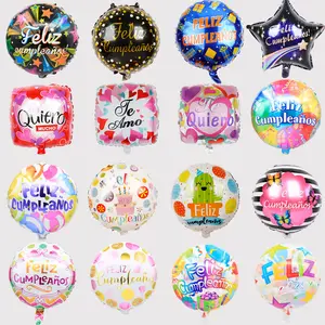 18英寸西班牙Feliz cumpleanos /dia生日快乐图案globos派对装饰箔气球