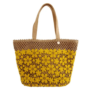 Bolso tote de poliéster retro de gran capacidad con doble asa y botones para mujer, venta al por mayor, moda de verano - Product Image 6