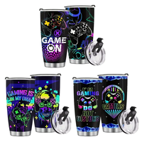 Gobelet Gamer Personnalisé en Acier Inoxydable 20oz Anti-Fuite avec Couvercle – Idéal comme Cadeau d'Affaires pour Gamers pour Anniversaires et Fêtes