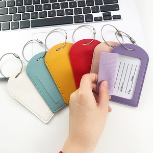 Couleurs anti-poussière horizontal flip rectangle PVC fenêtre en cuir PU numéro de téléphone adresse ID valise porte-étiquette étiquette de bagage - Product Image 6