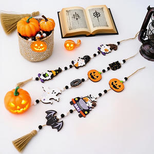 Precio de fábrica Decoraciones de Halloween Festival fantasma Letrero de madera Cadena de cuentas Calabaza Murciélago Encantos para escena de fiesta en casa Nueva llegada - Product Image 3