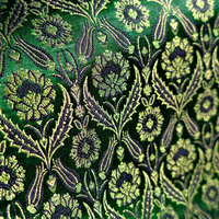 Tissu brocart floral vert, tissé avec un motif jacquard, textile pour la décoration de la maison