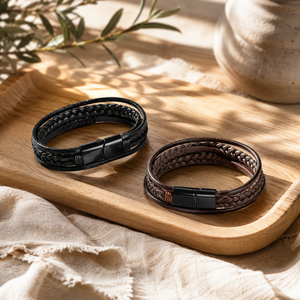 Custom Hot Selling Trendy Heart Charm <b>Bangles</b> Fashion Multi-Layer PU Leather Hand Woven Unisex Gift Wholesale Accessories - Product Image 4