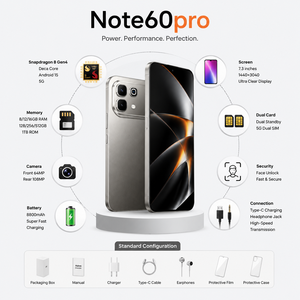 Teléfono Inteligente Global Desbloqueado Note60 Pro 2K con Batería de 7800 mAh, 16 GB + 1 TB, Cámara HD de 72 + 108 MP, 5G - Product Image 6