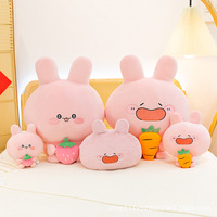 Peluche Lapin Rose Asamimi avec Expression Amusante, Coussin de Sommeil, Poupée en Tissu
