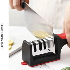 Professional Kitchen 3/4-Segment Steel <b>Knife</b> <b>Sharpener</b> Multi-Functional Household Hand-Held 3/4-Purpose Black Sharpening Stone - Product Image 5