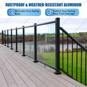 Cubierta de base de poste dividido de aluminio negro de 3 pulgadas, herrajes de valla populares con brida de placa de marco de Metal para enrejado de esgrima y puertas - Product Image 4