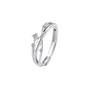 Bague étoile en zircon de style japonais et coréen pour femmes, luxe léger et tendance, ouverture étoile à quatre branches, réglable - Product Image 5