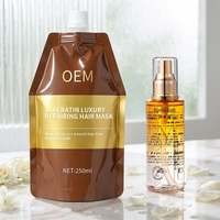 Masque et Lotion Capillaire Hydratant et Épaississant au Kératine et Collagène OEM 2-en-1 pour Réparation Anti-Frisottis et Lissage en 3 Minutes