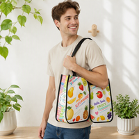 Sac fourre-tout réutilisable en non-tissé, impression personnalisée intégrale, poignée en PP, sac de courses pour supermarché, promotion de cadeaux