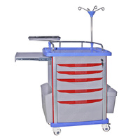 Chariot d'urgence multifonction ABS d'hôpital, chariot médical de collision avec tiroirs