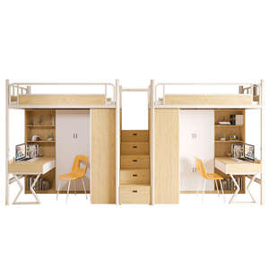 Dormitorio in legno letti <span class=keywords><strong>con</strong></span> tavoli di scrittura armadi di stoccaggio armadi per camera da <span class=keywords><strong>letto</strong></span> alberghi scuola gara progetti - Product Image 3