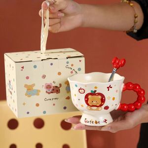 Wholesale High Quality Personalized Cute Puppy Ceramic <b>Cup</b> Father's Day Graduation Colorful English Letter Stacked Spoon - Product Image 3