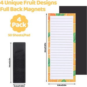 Bloc-notes magnétique pour réfrigérateur, design en forme de fruit, lot de 4, écologique, avec 200 feuilles pour les listes d'épicerie et de courses - Product Image 6