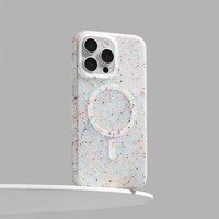 Étui de chargement sans fil translucide à points d'encre artistiques pour iPhone 15 14 15 16 Pro Max Plus, coque de téléphone en silicone souple antichoc