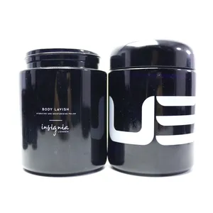 Uv Glass Jar Custom 8oz 250ml Large Food Grade Dark Violet Black Uv Glass Jar For Cosmetic Face Cream Body Butter Packaging VJ-34N