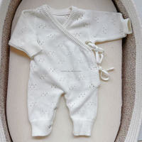 Combinaison longue en pointelle personnalisée, rose, 100% coton, tricotée