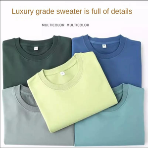 Fabricants de vêtements personnalisés printemps et automne 100% coton 360 grammes col rond à manches longues sweat décontracté couleur unie haut - Product Image 2